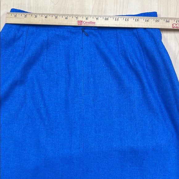 90s Vintage Cricketeer Bright Blue Classic Tweed Lined Pencil Skirt 14 - Picture 6 of 7